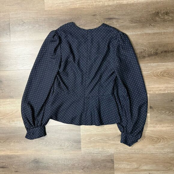 Alexis Avani Polka Dot Peplum Top NEW Size Large Navy $365 - Picture 9 of 10